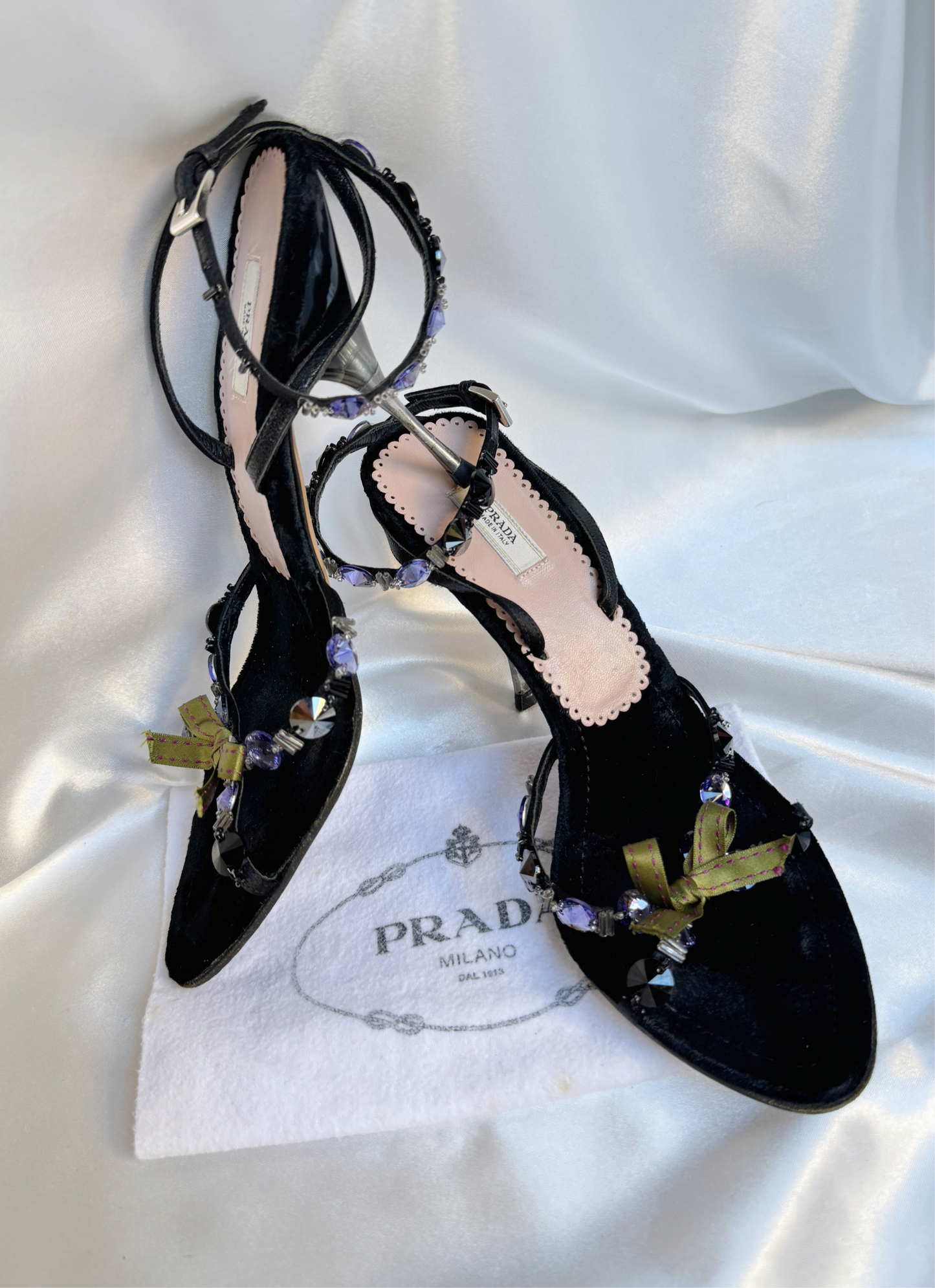 Vintage Prada Velvet Sandals