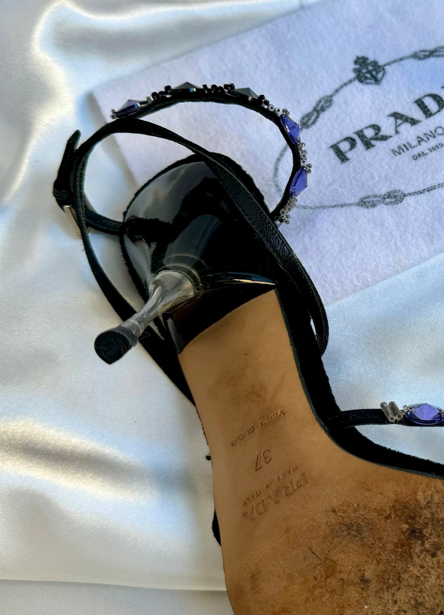 Vintage Prada Velvet Sandals