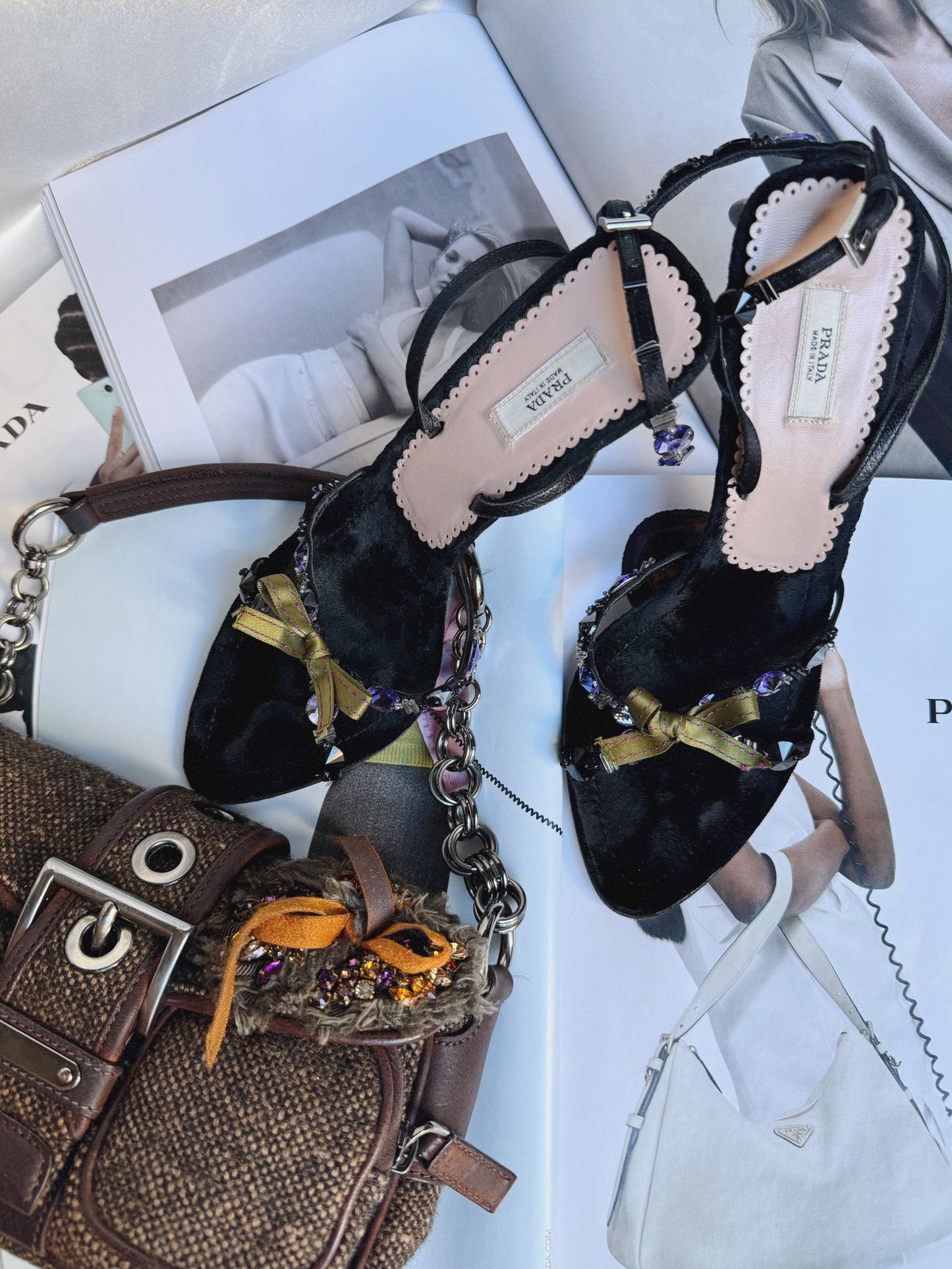 Vintage Prada Velvet Sandals