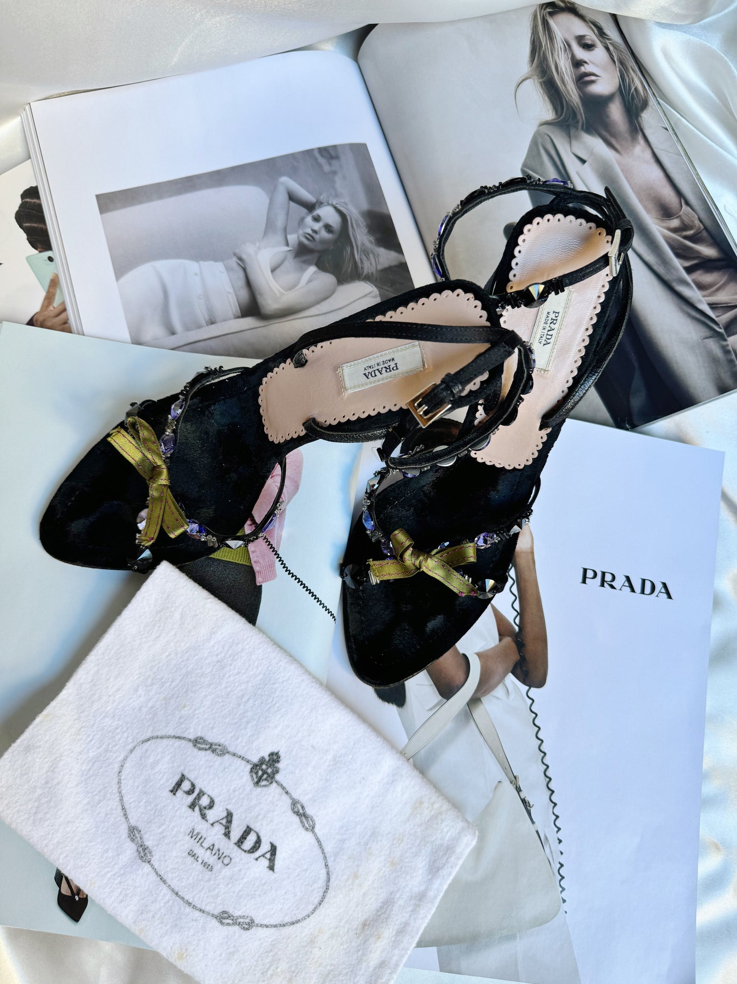 Vintage Prada Velvet Sandals