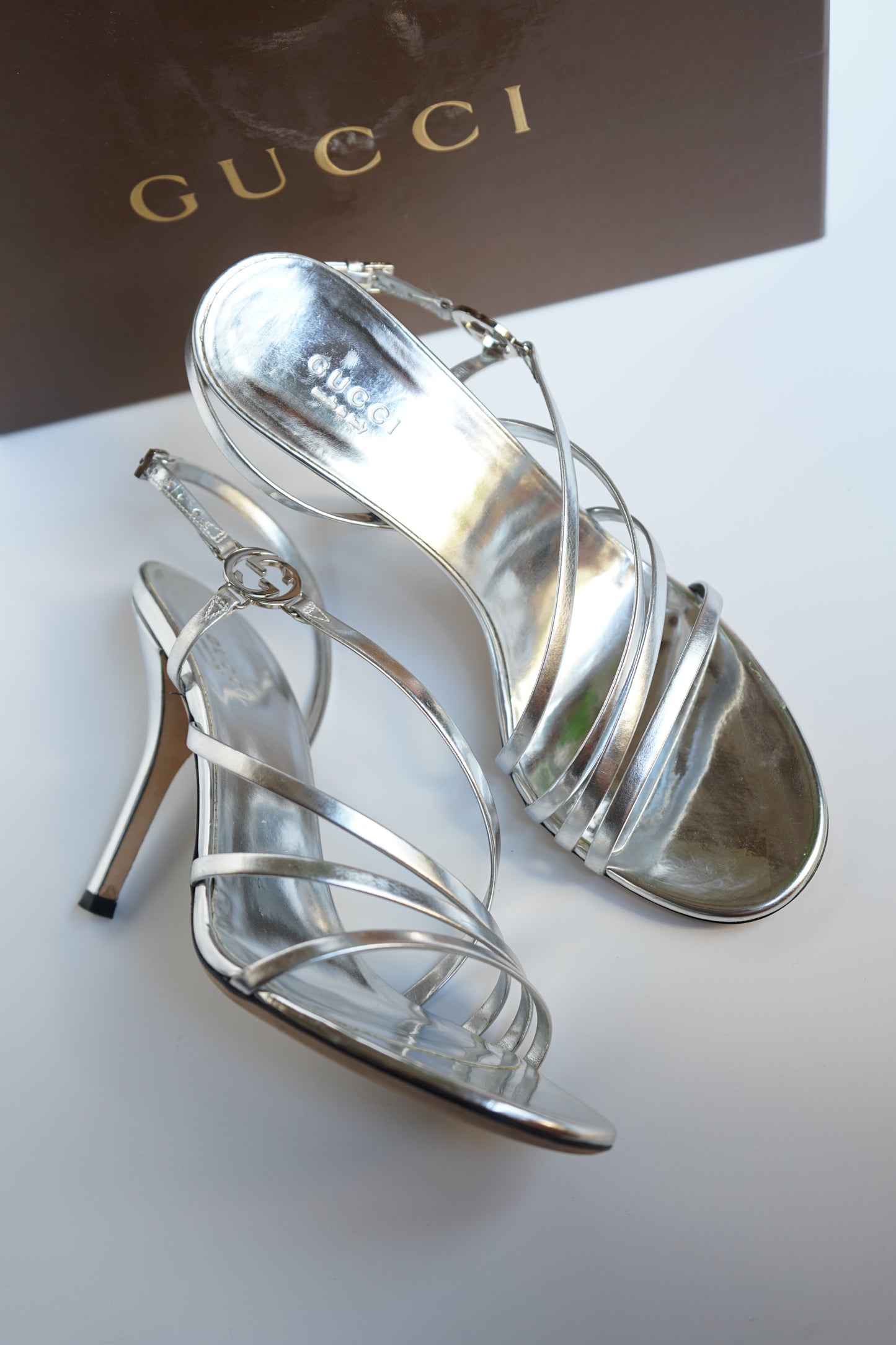 Gucci Tom Ford metallic sandals size 37