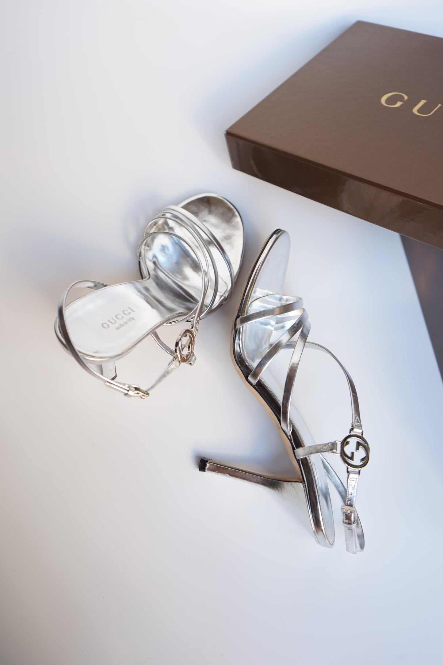 Gucci Tom Ford metallic sandals size 37