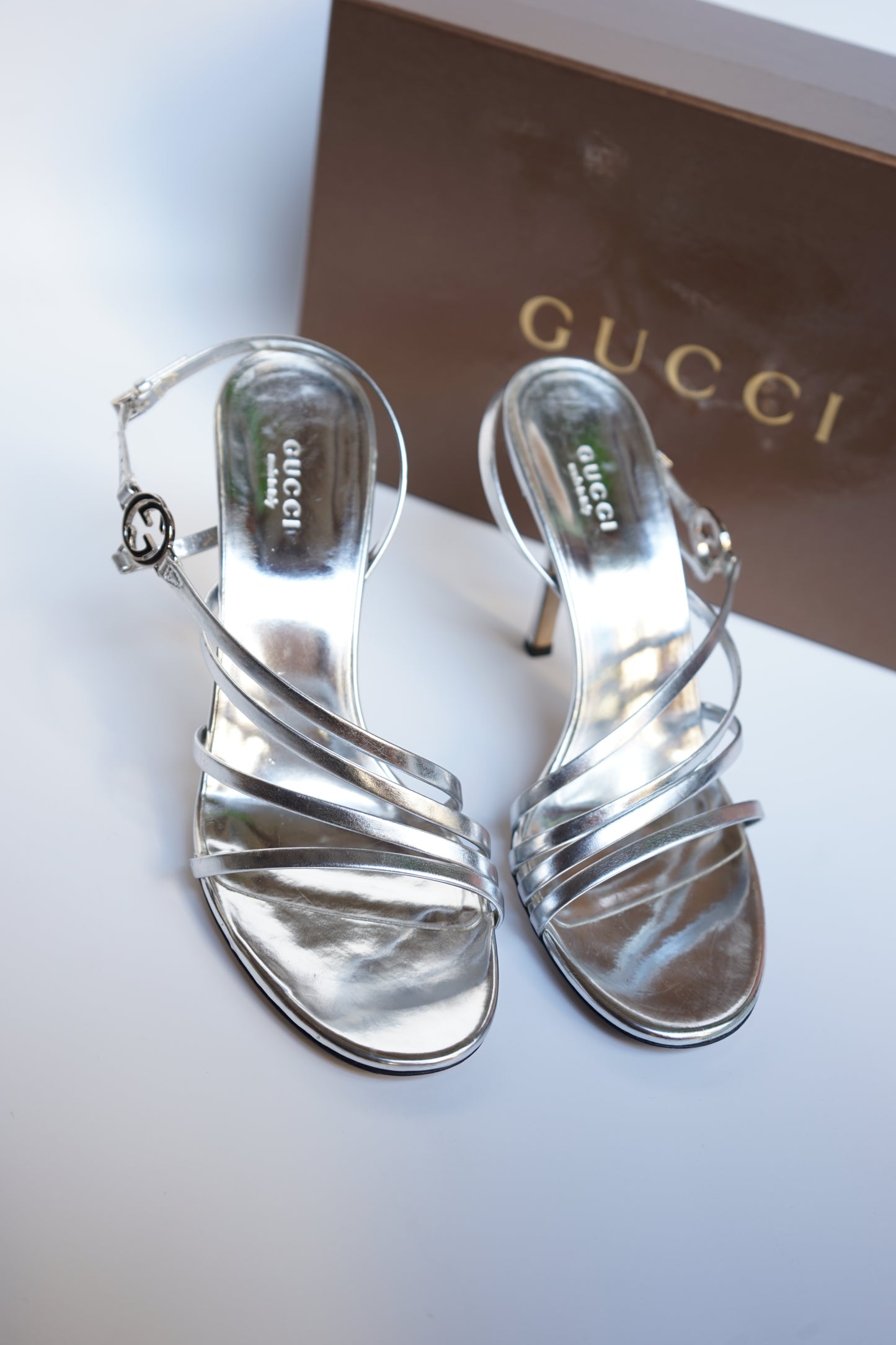 Gucci Tom Ford metallic sandals size 37