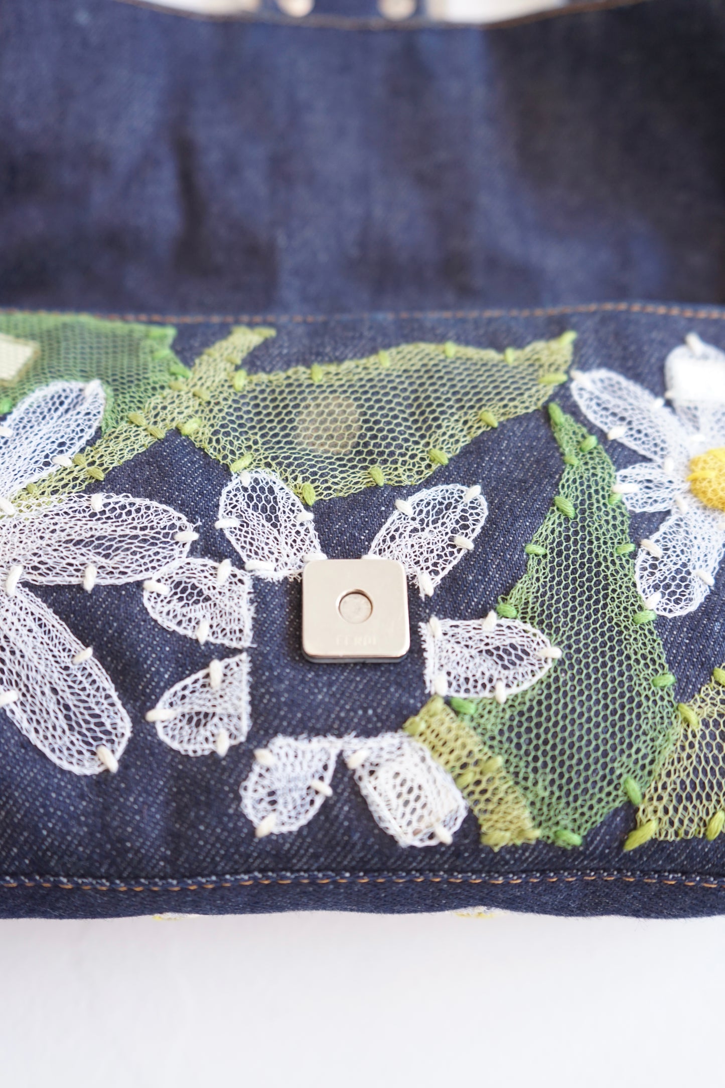 Denim Floral Fendi Baguette