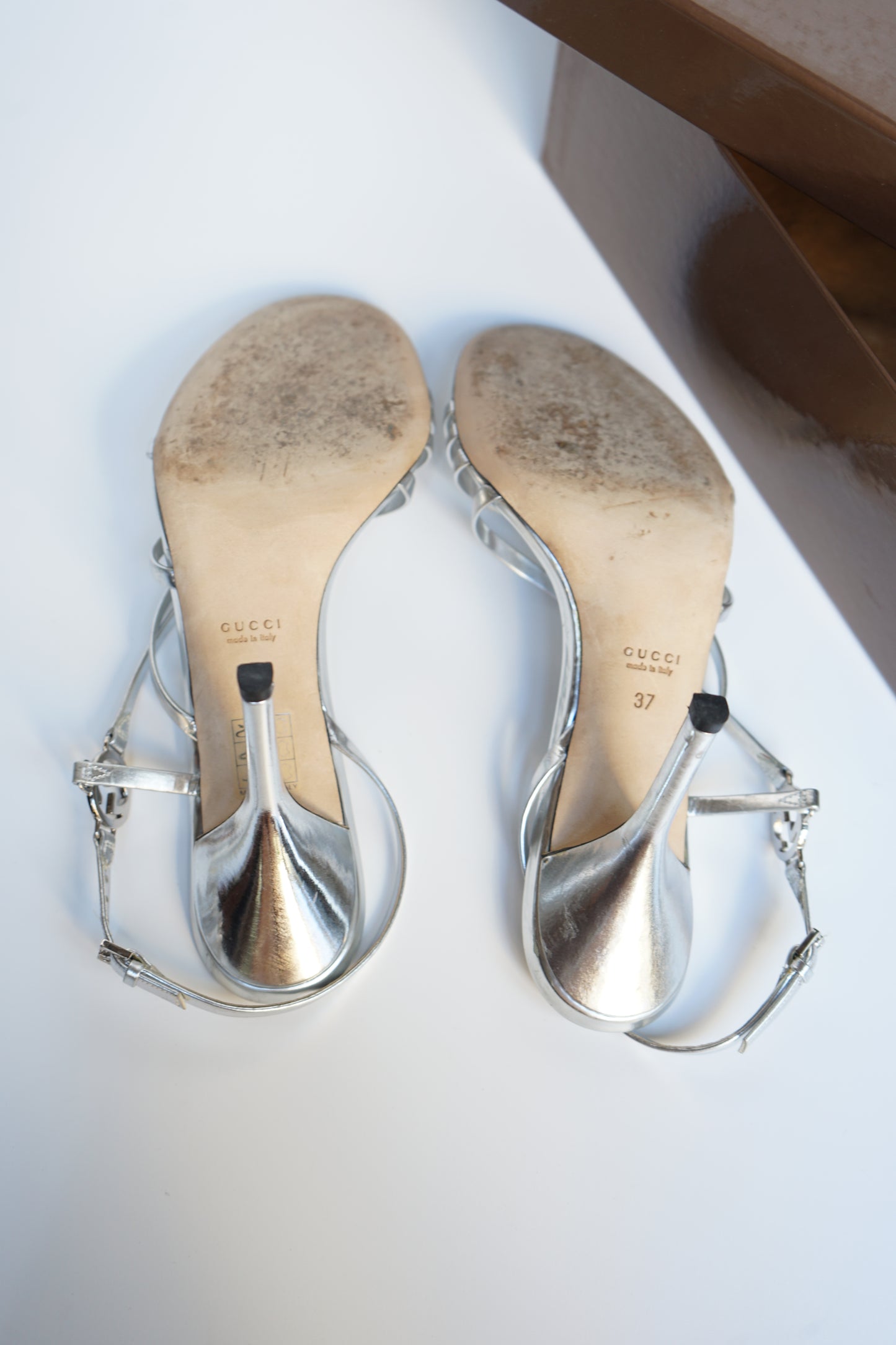 Gucci Tom Ford metallic sandals size 37