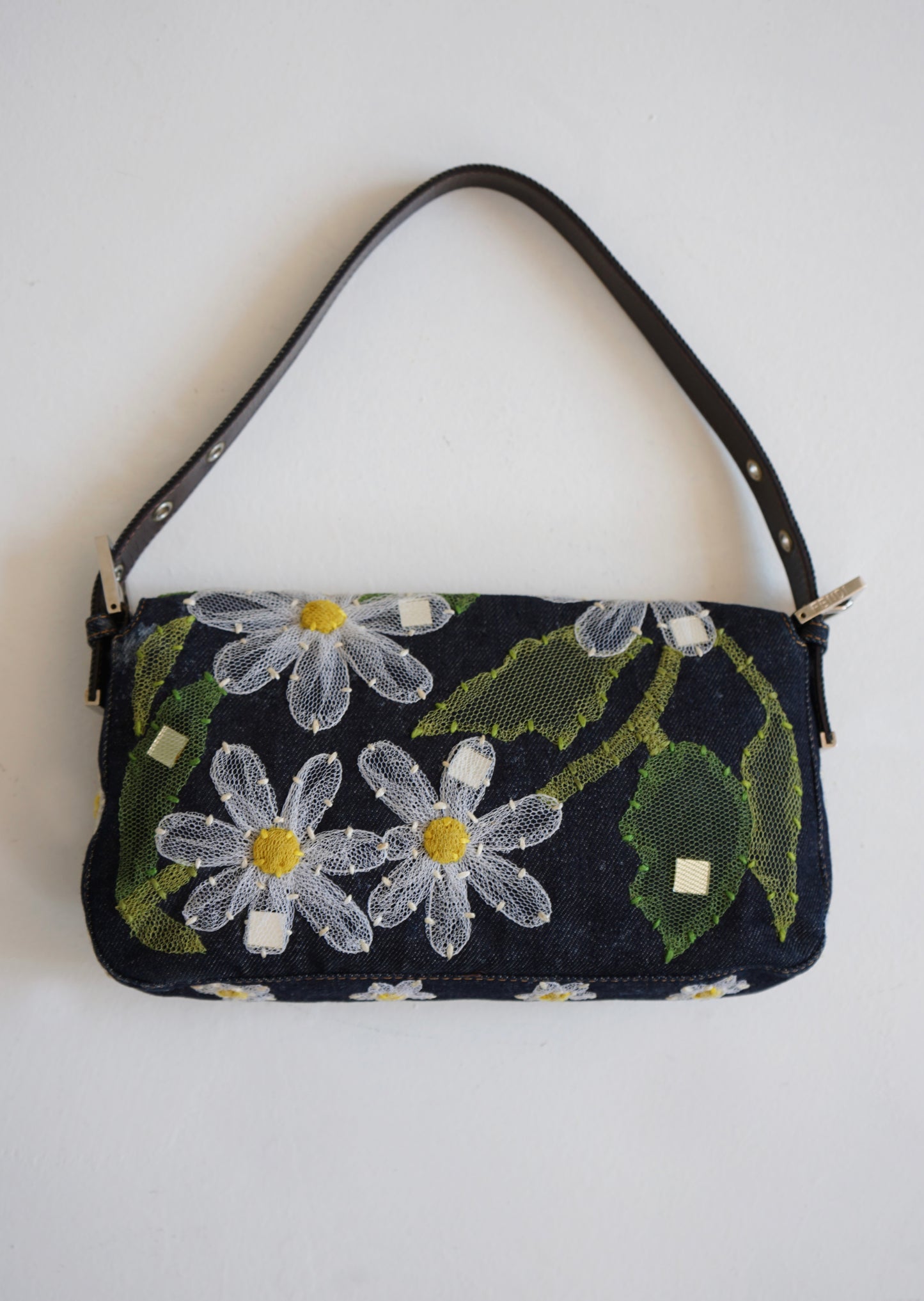Denim Floral Fendi Baguette